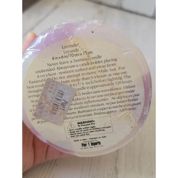 Pier 1 Imports lavender scented pillar candle purple swirl home decor - Picture 7 of 9